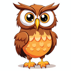 Whimsical Owl Cartoon: Isolated and Playfully Amusing"