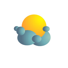 Icon sunun covered by clouds illustration isolated on Transparent