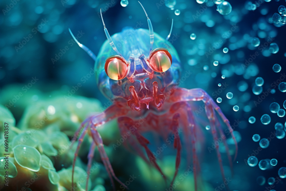 Poster high-speed photographs capturing the rapid and powerful punches of a mantis shrimp, showcasing its e