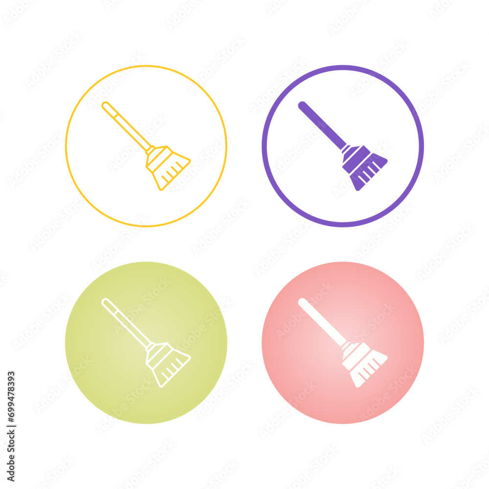 Sticker Broom Vector Icon