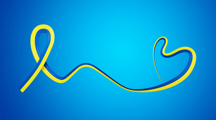 3d Flag Of Ukraine Heart Shaped Wavy Awareness Ribbon flag On Sea Blue Background 3d Illustration
