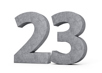 3d Concrete Number twenty three 23 Digit Made Of Grey Concrete Stone On White Background 3d Illustration
