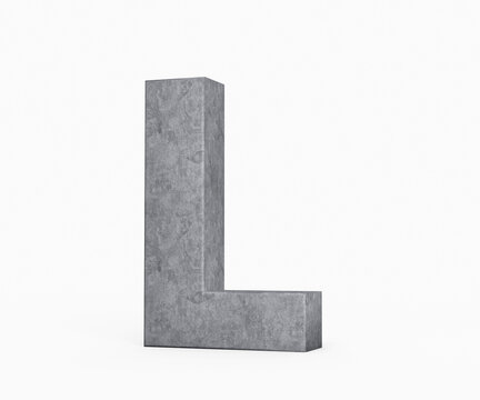 3d Concrete Capital Letter L Alphabet L Made Of Grey Concrete Stone White Background 3d Illustration