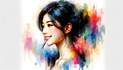 watercolor painting of a woman