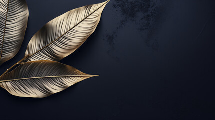 An artistic composition featuring two golden leaves against a black surface, capturing the essence of nature's beauty in a harmonious display
