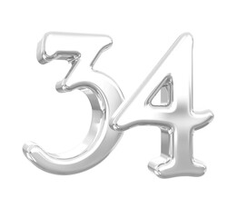 3D Silver Number 34