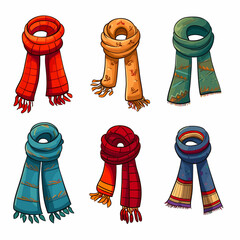 set of scarf illustration vector on a white background