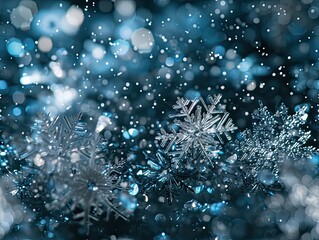 Fototapeta premium Snowflake Snowflakes Snow Macro Close-up Winter Background Wallpaper Image