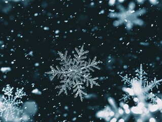 Snowflake Snowflakes Snow Macro Close-up Winter Background Wallpaper Image