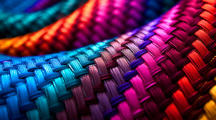 Fototapeta premium Colorful ropes close up photo - ai generative