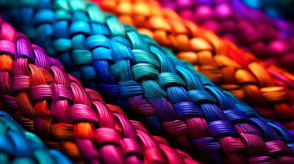 Obraz premium Colorful ropes close up photo - ai generative