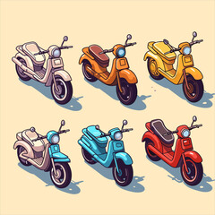 set of a motorcycle vector