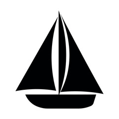 Yacht black vector icon on white background