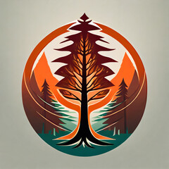Redwood logo icon isolated on white background - obrazy, fototapety, plakaty