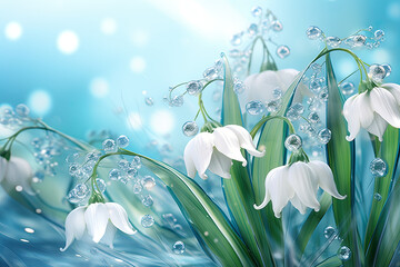 Lilly of the valley with water drops 