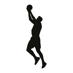 Fototapeta na wymiar Basketball Player Silhouette Black and White Detailed Pose Vector Isolated