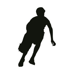 Basketball Player Silhouette Black and White Detailed Pose Vector Isolated