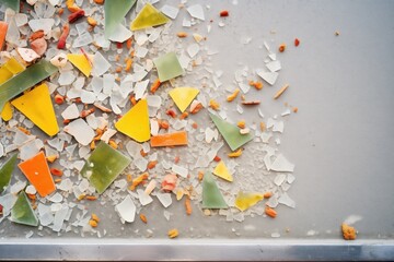 concrete with scattered, embedded glass fragments