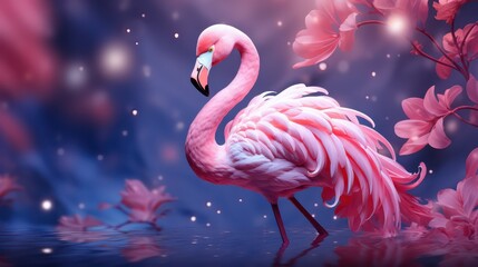 pink flamingo in water