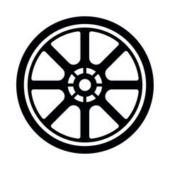 Wheel black vector icon on white background