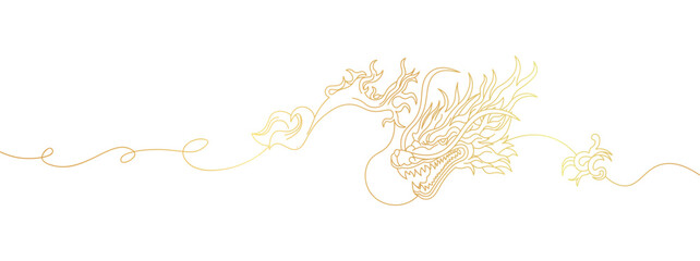chinese new year dragon line art style vector eps 10 - obrazy, fototapety, plakaty
