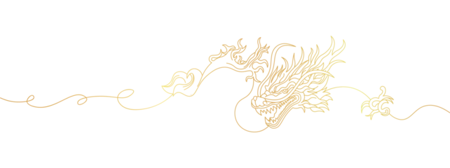 Fotobehang chinese new year dragon line art style vector eps 10 © Kensusei