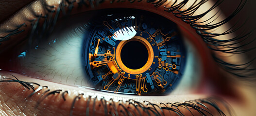 Close up of a bionic eye  - obrazy, fototapety, plakaty