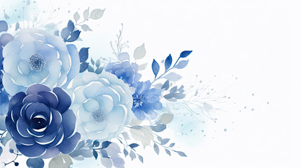 spring bouquet of watercolour flowers on a white background, copy space 