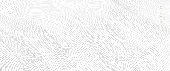 Abstract landscape background with white and grey  hand drawn line pattern vector. Ocean sea art with natural template. Banner design and wallpaper in vintage style. - obrazy, fototapety, plakaty