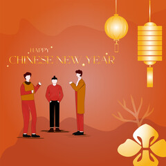 Chinese new year 2024 year. Lunar new year concept, colorful modern background design