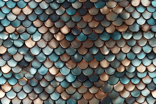 Mermaid or dragon scales, hyper realism. Bronze, silver background