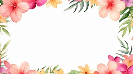 Watercolour frame with flowers and florals, copy space 