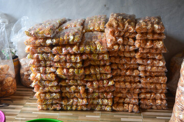 Photo of a pile of spicy snacks arranged neatly
