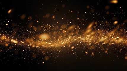 Abstract golden particles and sprinkles powder line explosion for holiday celebration like...