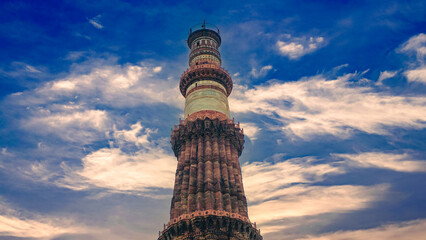 Qutab Minar located in New Delhi India, also known as Qutb or Qutub Minar, UNESCO world heritage...