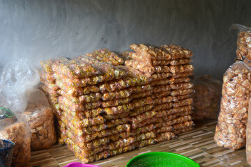 Photo of a pile of spicy snacks arranged neatly