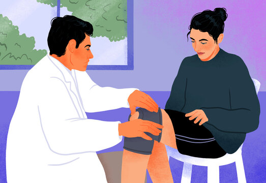 Doctor examining patient, illustration