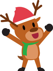 Cartoon character happy christmas reindeer for design.