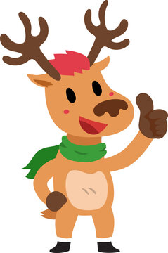 Cartoon character christmas reindeer for design.