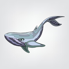 Vector illustration of isolated cartoon whale