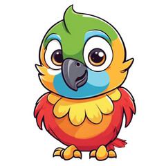 Cute colorful Macaw bird cartoon vector