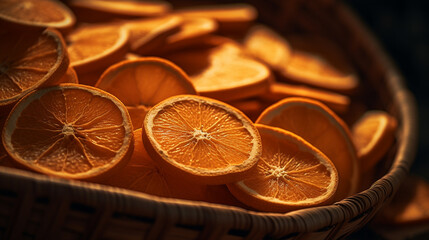 Dried orange slices in a basket