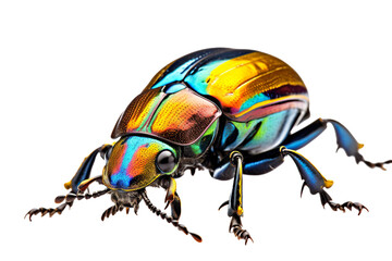 Naklejka premium Top side closeup macro view of beautiful Beetle isolated on white background PNG