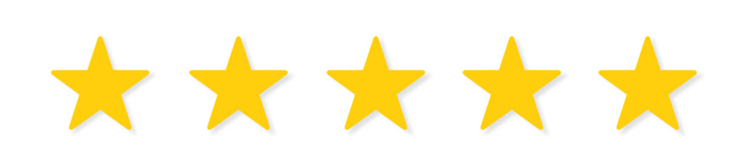 5 Star. Star icon simple sign. Five stars for ranking. Five stars customer product rating review flat icon for rankings, apps, buttons, templates, and websites