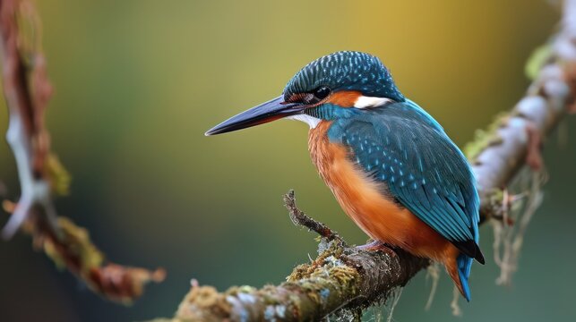 Close-up nature photography featuring a European Kingfisher, identified as Alcedo atthis, in its natural habitat