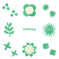 春らしいレトロな幾何学模様のイラスト素材（グリーン）