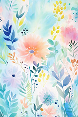 Watercolour flowers page, Page for Junk Journal A4