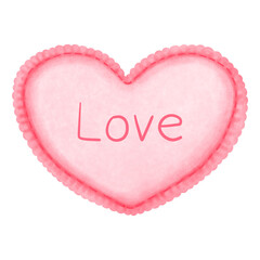 Watercolor pink heart with love clipart.Diy pink  heart illustration for festive love decoration.