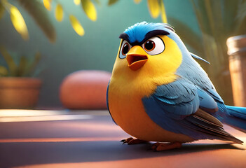 fat angry bird in bad mood