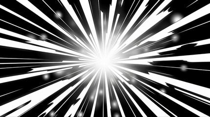 Black and white comic blast boom explosion line sun ray diagonal speed lines background 16-9 ratio - obrazy, fototapety, plakaty